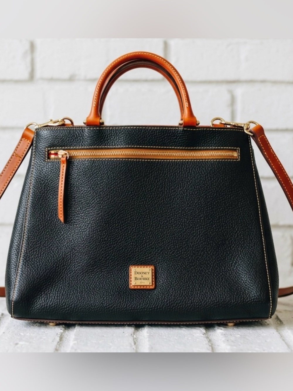 Dooney & Bourke Blue Pebbled Grain Leather Large Satchel